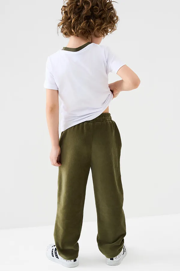 Брюки трикотажные для мальчиков PLAYTODAY, темно-зеленый - фото 2