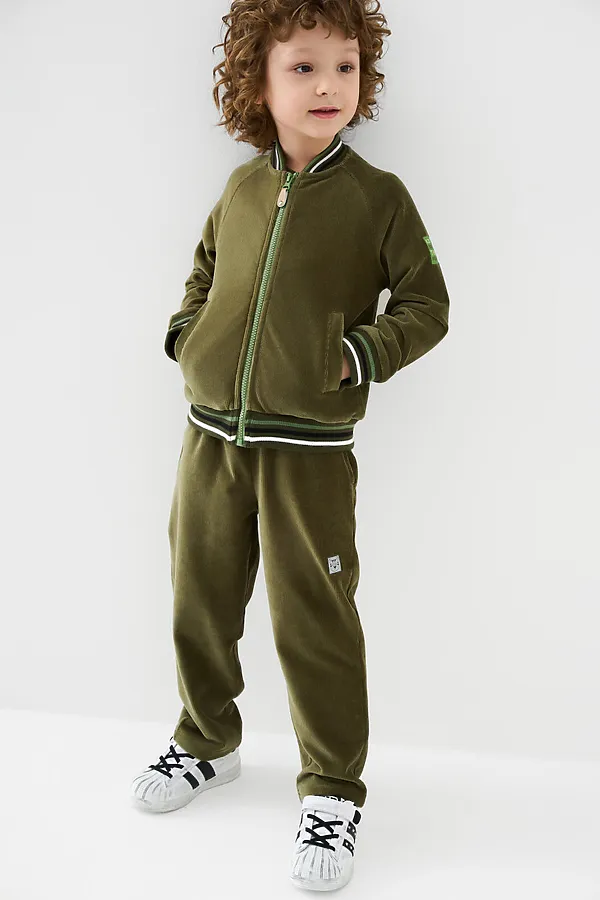 Брюки трикотажные для мальчиков PLAYTODAY, темно-зеленый - фото 2