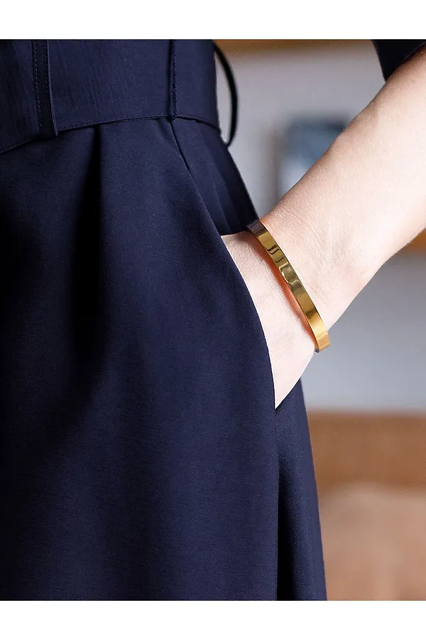 Платье-рубашка А-силуэта с поясом и карманами из плотного лиоцелла VILATTE, темно-синий - фото 2