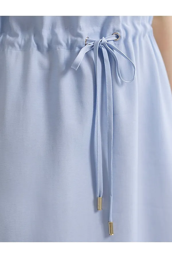 Платье-рубашка с кулиской на талии из плотного лиоцелла VILATTE, голубой - фото 2