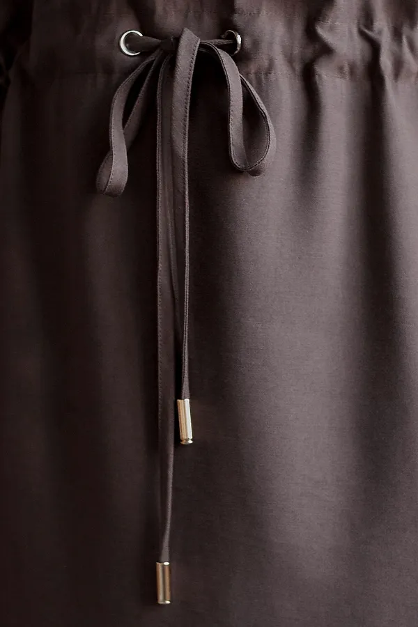 Платье-рубашка с кулиской на талии из плотного лиоцелла VILATTE, кофейный - фото 2