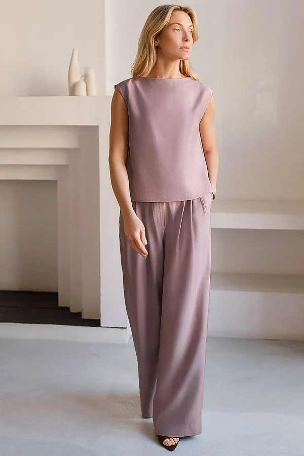 Топ c вырезом лодочка из плотного лиоцелла VILATTE, зефирно-розовый - фото 2