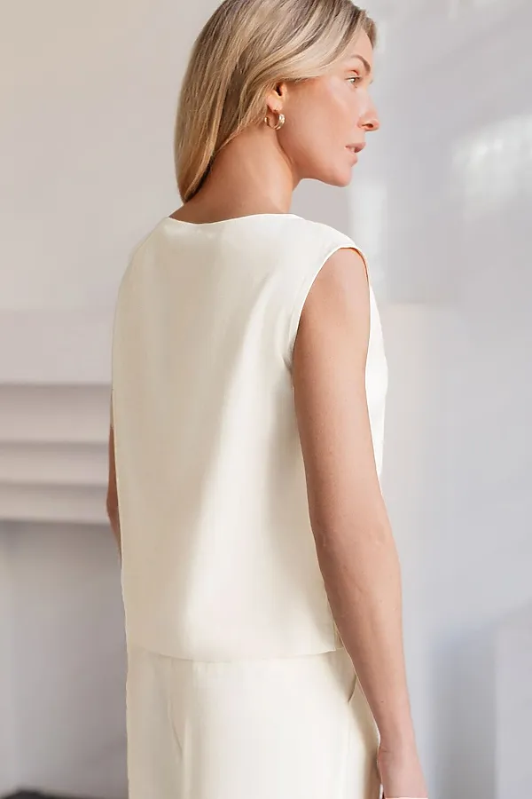 Топ c вырезом лодочка из плотного лиоцелла VILATTE, натуральный белый - фото 2
