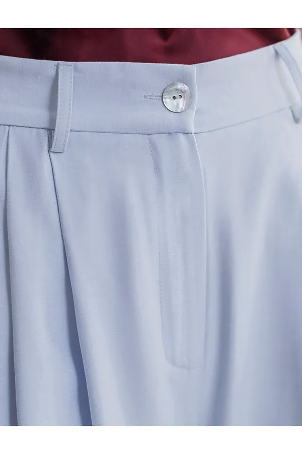 Брюки палаццо с защипами из плотного лиоцелла VILATTE, голубой - фото 2