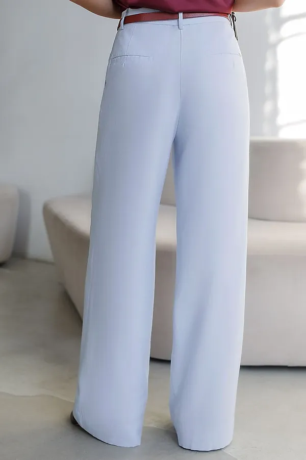 Брюки палаццо с защипами из плотного лиоцелла VILATTE, голубой - фото 2