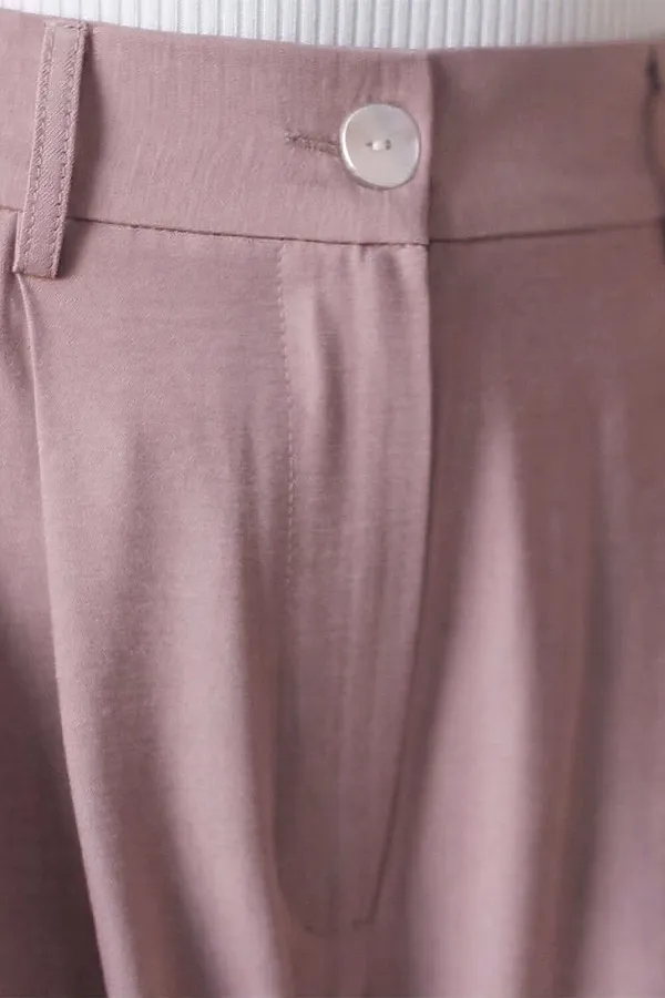 Брюки палаццо с защипами из плотного лиоцелла VILATTE, зефирно-розовый - фото 2