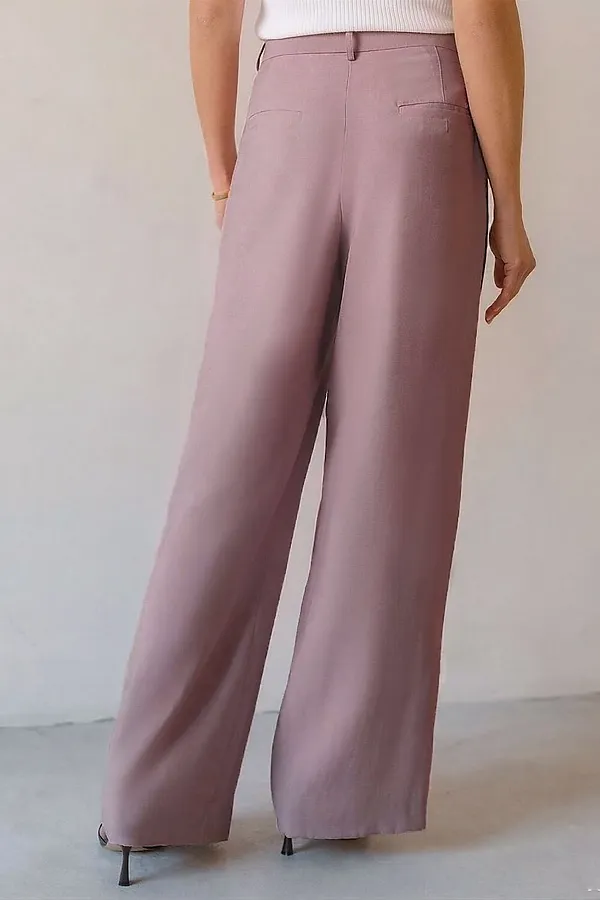 Брюки палаццо с защипами из плотного лиоцелла VILATTE, зефирно-розовый - фото 2