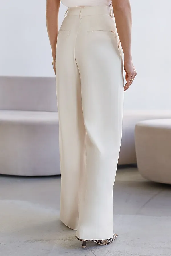 Брюки палаццо с защипами из плотного лиоцелла VILATTE, натуральный белый - фото 2