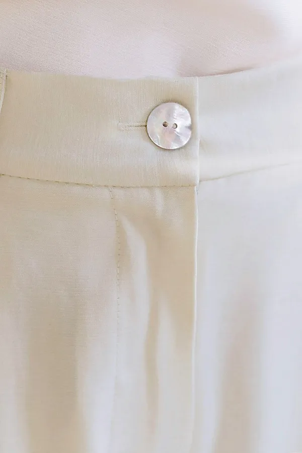 Брюки палаццо с защипами из плотного лиоцелла VILATTE, натуральный белый - фото 2