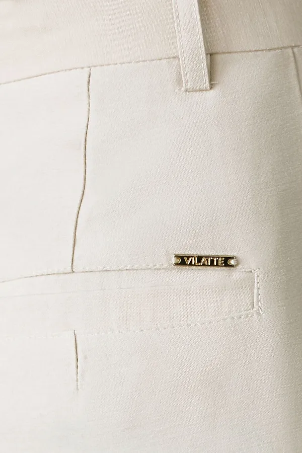 Брюки палаццо с защипами из плотного лиоцелла VILATTE, натуральный белый - фото 2