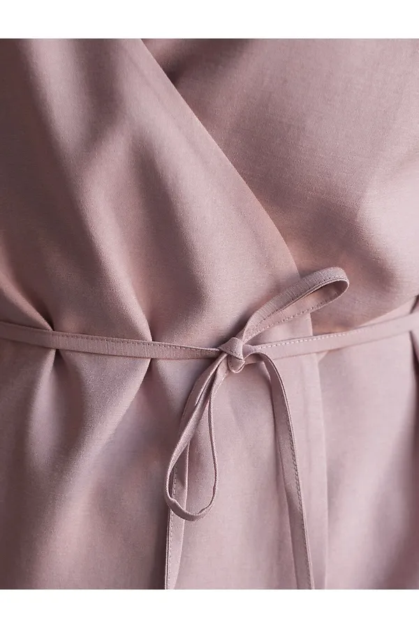 Жилет на запАх с поясом из плотного лиоцелла VILATTE, зефирно-розовый - фото 2