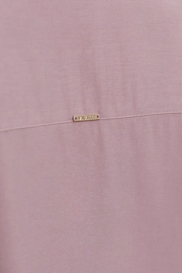 Укороченная блузка с V вырезом из плотного лиоцелла VILATTE, зефирно-розовый - фото 2