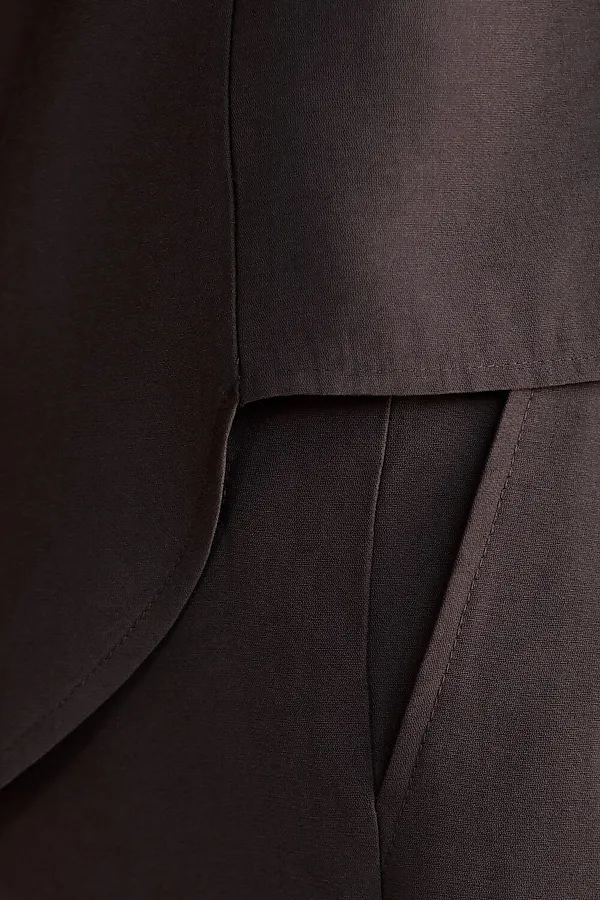 Укороченная блузка с V вырезом из плотного лиоцелла VILATTE, кофейный - фото 2