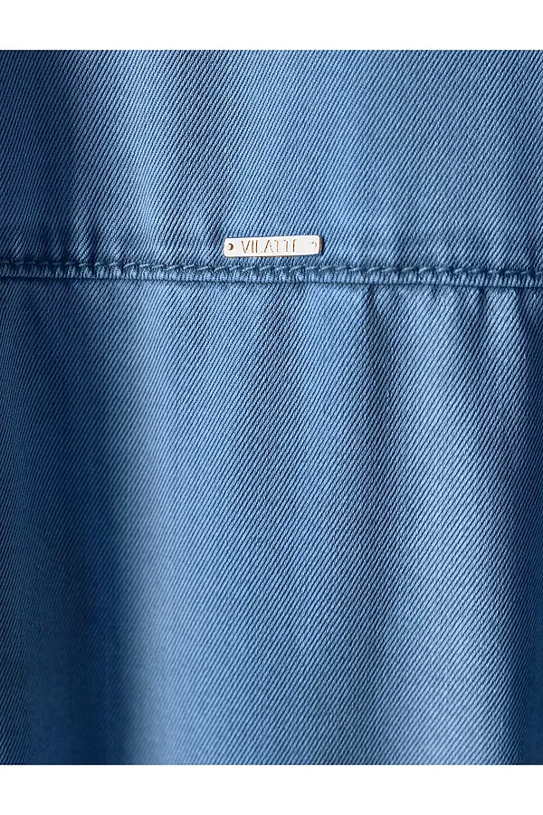 Платье-рубашка с поясом и карманами из джинсового лиоцелла VILATTE, светло-синий - фото 2