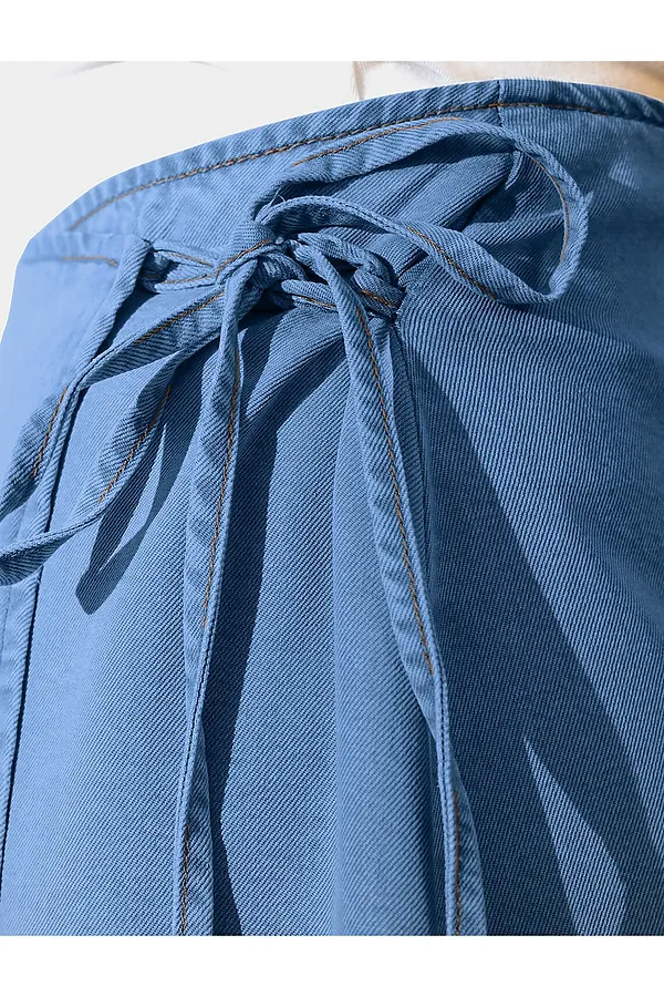 Юбка миди на запах А-силуэта из джинсового лиоцелла VILATTE, светло-синий - фото 2