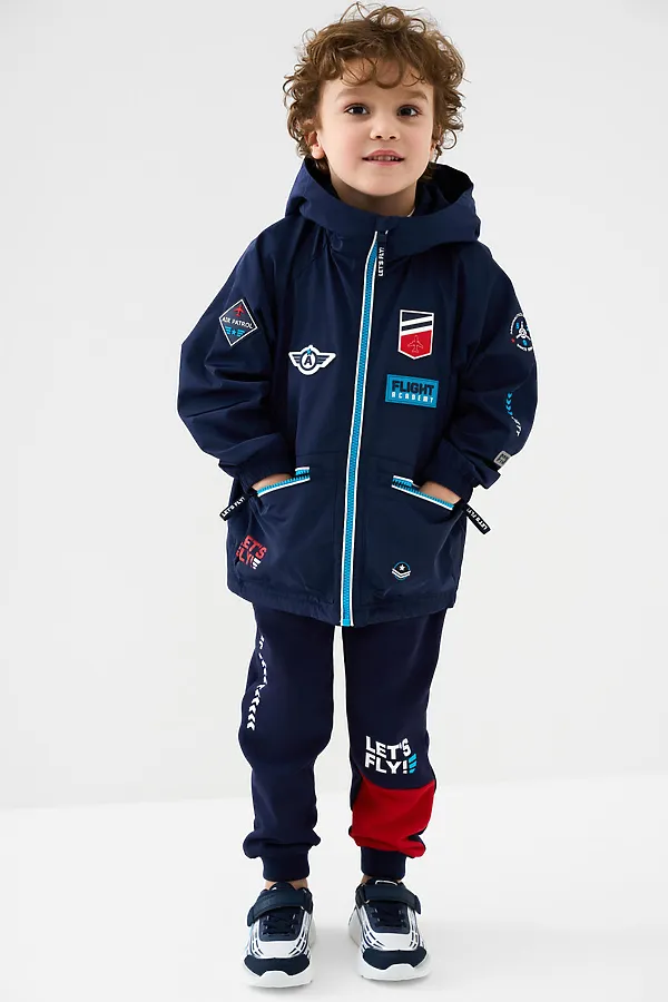 Куртка текстильная с полиуретановым покрытием для мальчиков (ветровка) PLAYTODAY, тёмно-синий - фото 2