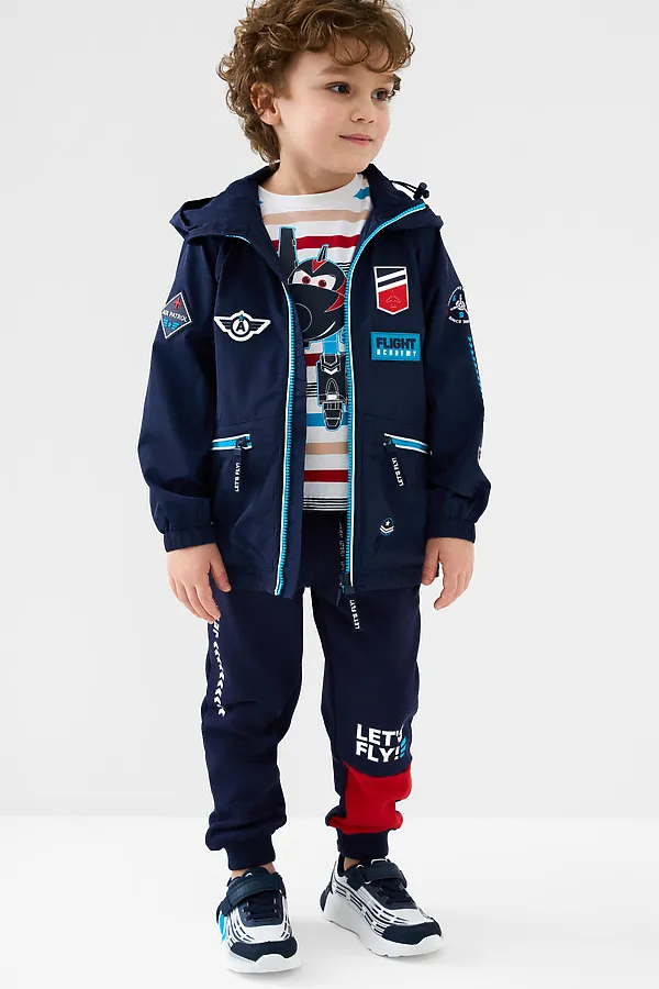 Куртка текстильная с полиуретановым покрытием для мальчиков (ветровка) PLAYTODAY, тёмно-синий - фото 2