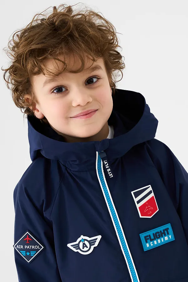 Куртка текстильная с полиуретановым покрытием для мальчиков (ветровка) PLAYTODAY, тёмно-синий - фото 2