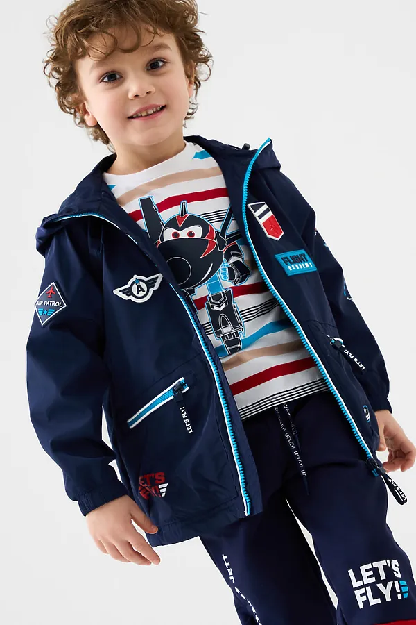 Куртка текстильная с полиуретановым покрытием для мальчиков (ветровка) PLAYTODAY, тёмно-синий - фото 2