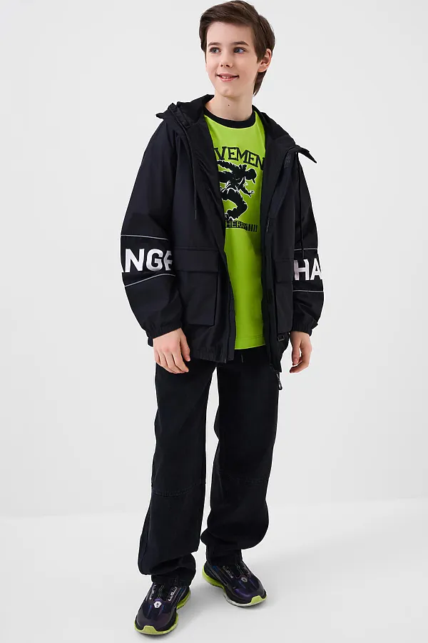 Куртка текстильная с полиуретановым покрытием для мальчиков (ветровка) PLAYTODAY, черный - фото 2
