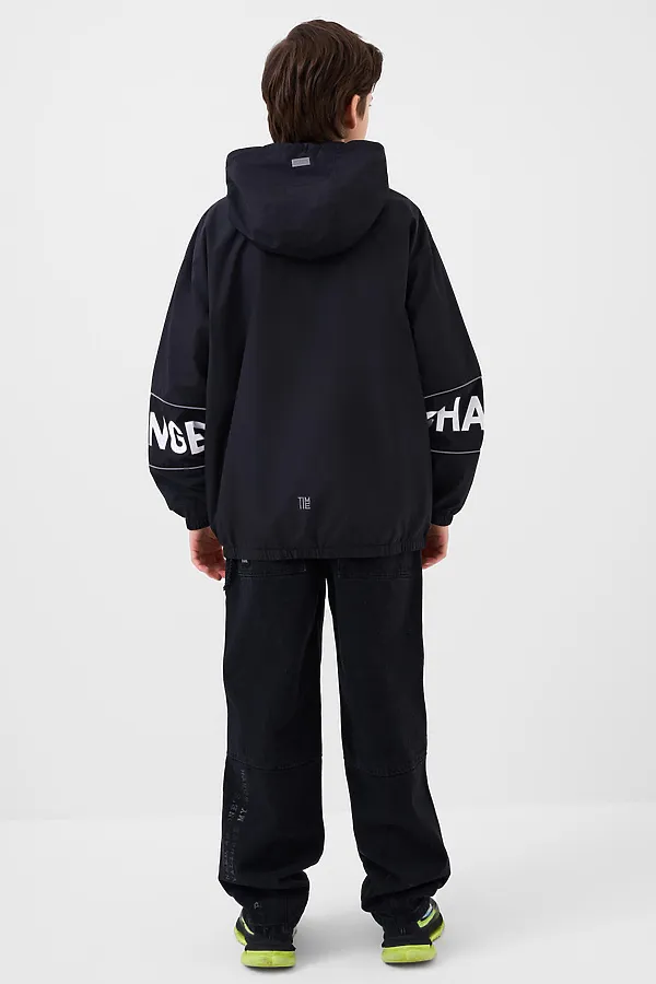 Куртка текстильная с полиуретановым покрытием для мальчиков (ветровка) PLAYTODAY, черный - фото 2