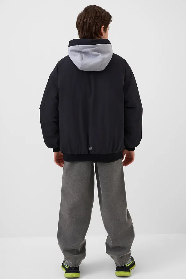 Куртка текстильная с полиуретановым покрытием для мальчиков PLAYTODAY, черный,серый - фото 2