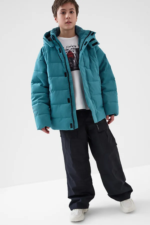 Брюки текстильные с полиуретановым покрытием для мальчиков PLAYTODAY, черный - фото 2