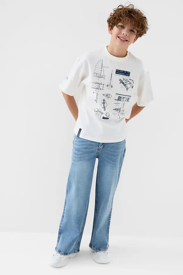 Фуфайка трикотажная для мальчиков (футболка) PLAYTODAY, белый - фото 2