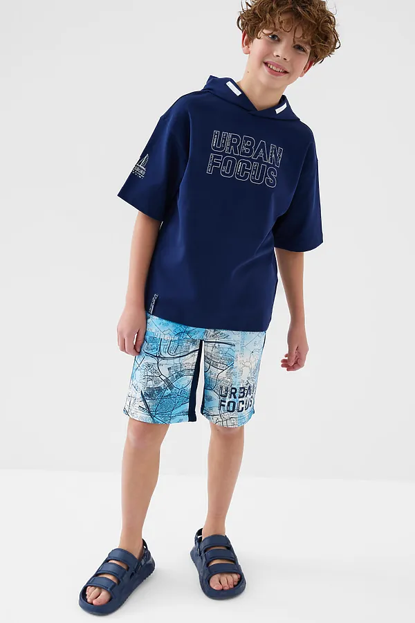 Шорты трикотажные для мальчиков PLAYTODAY, тёмно-синий,белый,голубой - фото 2