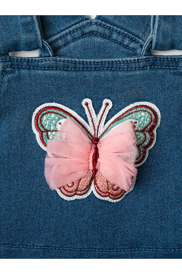 Полукомбинезон детский текстильный джинсовый для девочек PLAYTODAY, синий - фото 2