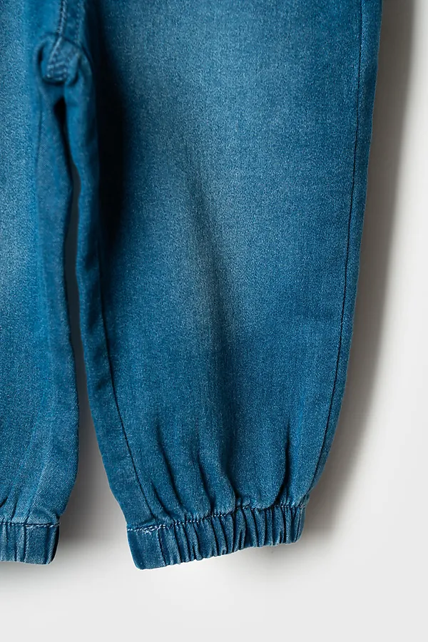 Полукомбинезон детский текстильный джинсовый для девочек PLAYTODAY, синий - фото 2