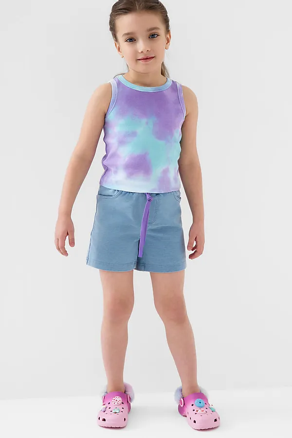 Шорты трикотажные для девочек PLAYTODAY, синий - фото 2
