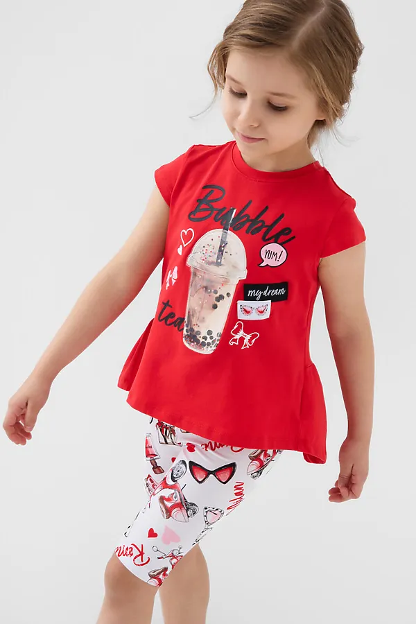 Комплект трикотажный для девочек: джемпер (футболка), брюки (легинсы укороченные) PLAYTODAY, разноцветный - фото 2