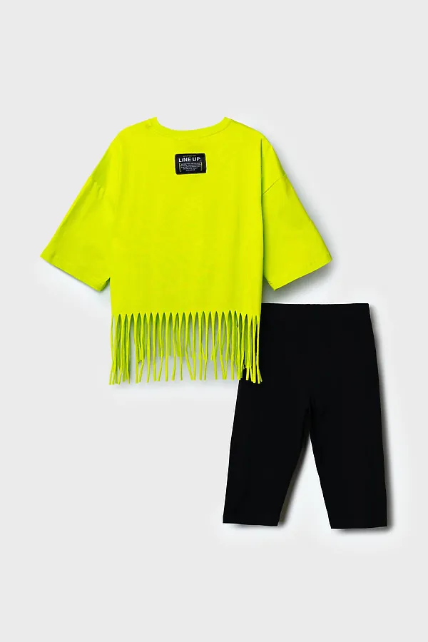 Комплект трикотажный для девочек: джемпер (футболка), брюки (легинсы укороченные) PLAYTODAY, черный,зеленый - фото 2