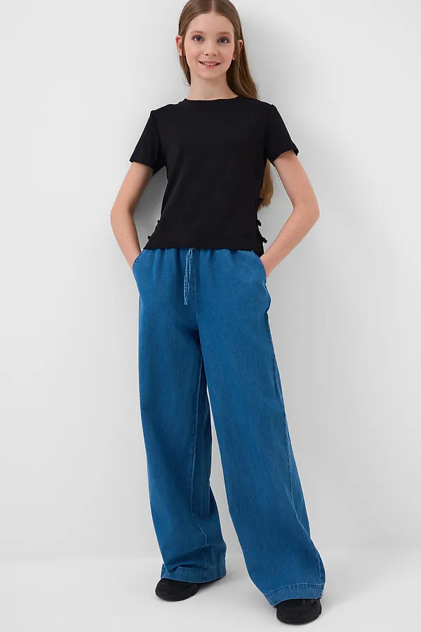 Джемпер трикотажный для девочек (футболка) PLAYTODAY, черный - фото 2