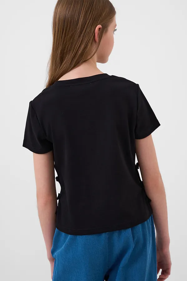 Джемпер трикотажный для девочек (футболка) PLAYTODAY, черный - фото 2