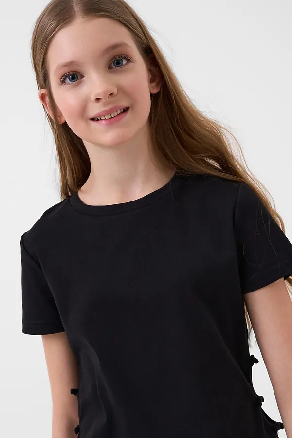 Джемпер трикотажный для девочек (футболка) PLAYTODAY, черный - фото 2