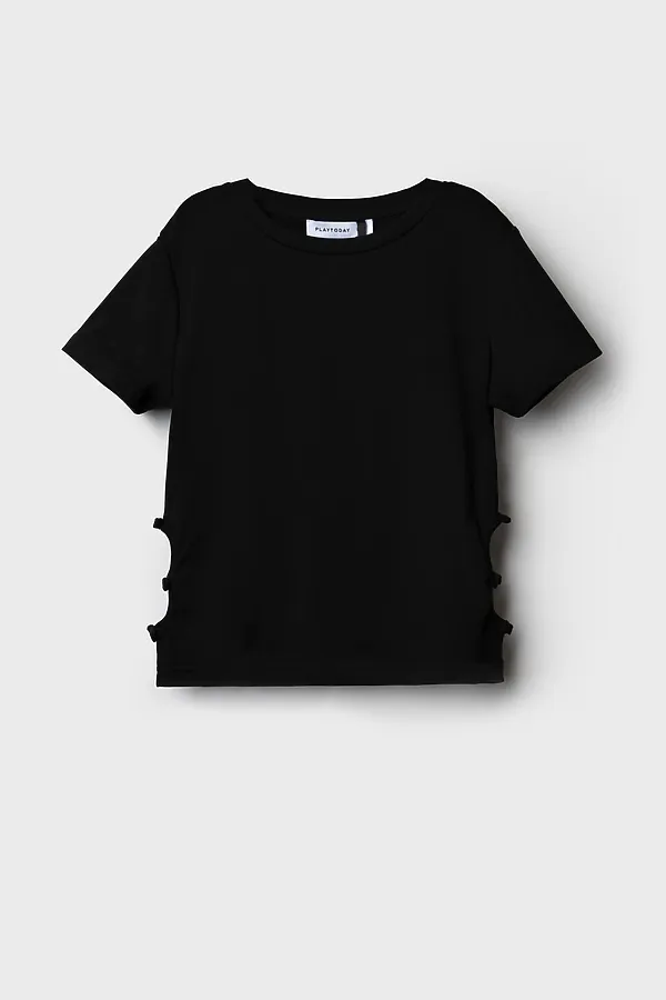 Джемпер трикотажный для девочек (футболка) PLAYTODAY, черный - фото 2