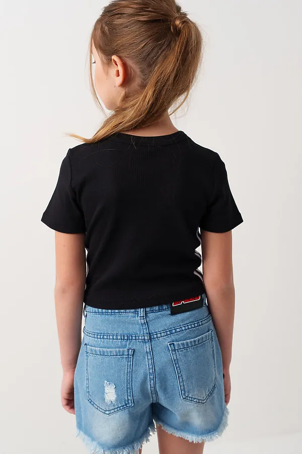 Фуфайка трикотажная для девочек (футболка) PLAYTODAY, черный - фото 2