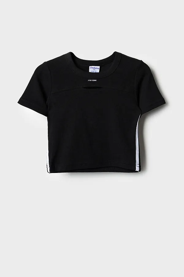 Фуфайка трикотажная для девочек (футболка) PLAYTODAY, черный - фото 2