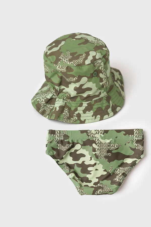 Комплект детский для мальчиков: плавки трикотажные, панама текстильная PLAYTODAY, темно-зеленый,зеленый,светло-зеленый - фото 2