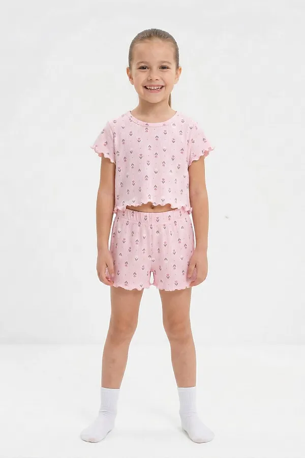 Пижама с шортами Пружинка топ с шортами 33069 НАТАЛИ, розовые цветы - фото 2