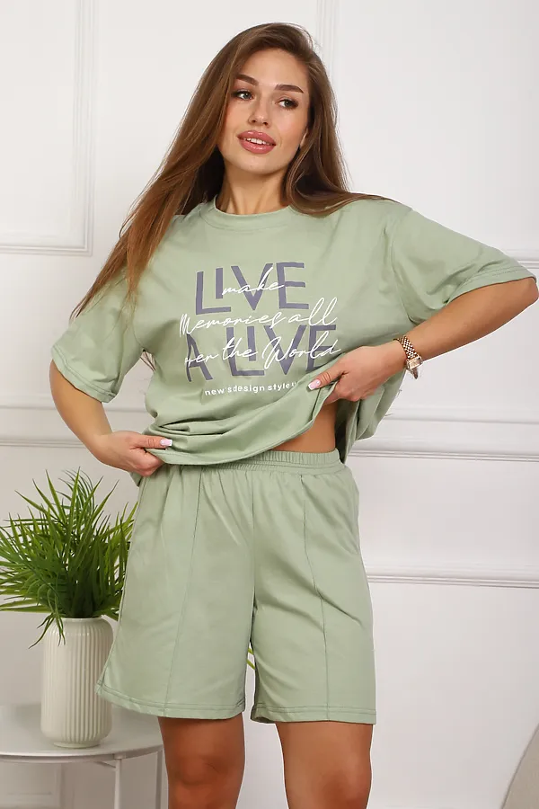 Костюм с шортами 20524 НАТАЛИ, оливковый - фото 2