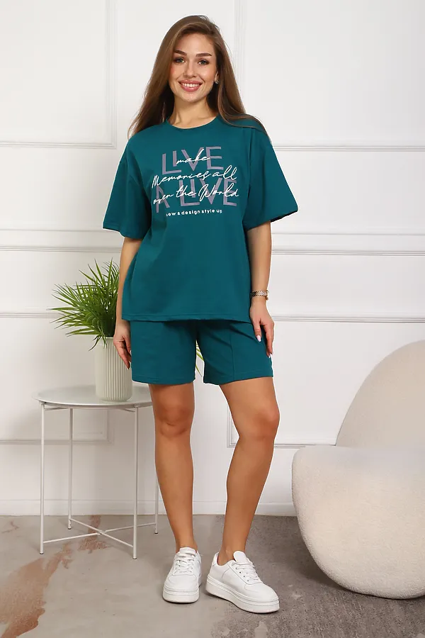 Костюм с шортами 20524 НАТАЛИ, изумрудный - фото 2