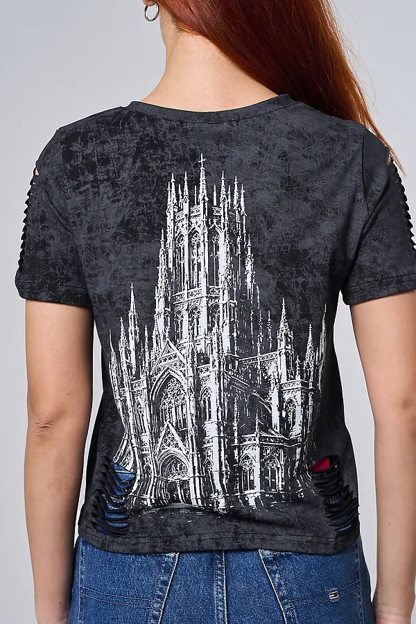 Футболка 7502 НАТАЛИ, черный винтаж+замок - фото 2