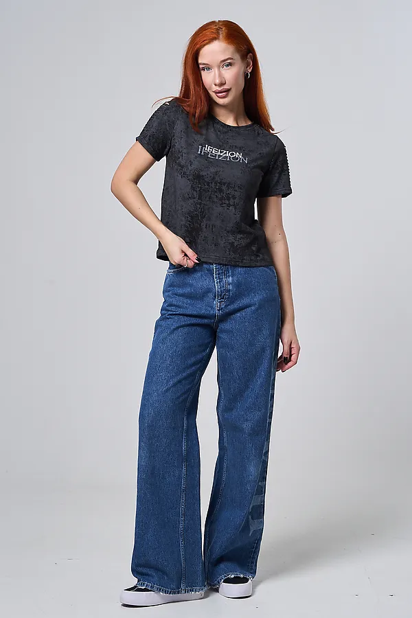 Футболка 7502 НАТАЛИ, черный винтаж+замок - фото 2