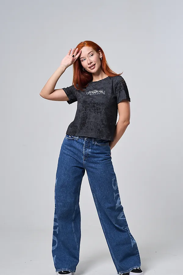 Футболка 7502 НАТАЛИ, черный винтаж+замок - фото 2