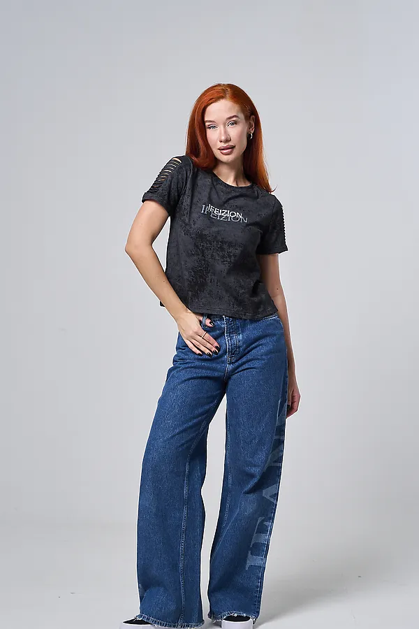 Футболка 7502 НАТАЛИ, черный винтаж+замок - фото 2