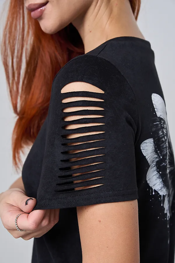 Футболка 7502 НАТАЛИ, черный винтаж+бабочка - фото 2