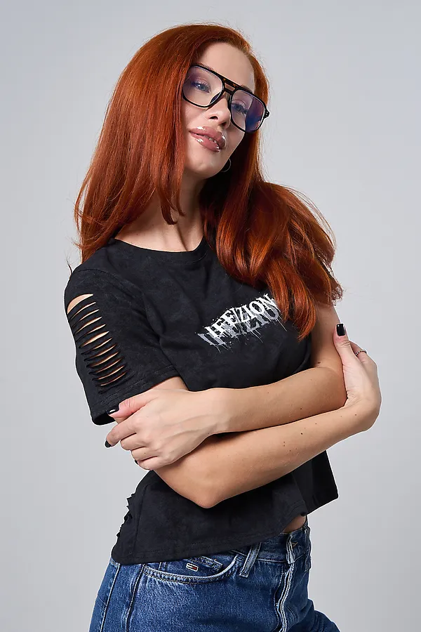 Футболка 7502 НАТАЛИ, черный винтаж+бабочка - фото 2